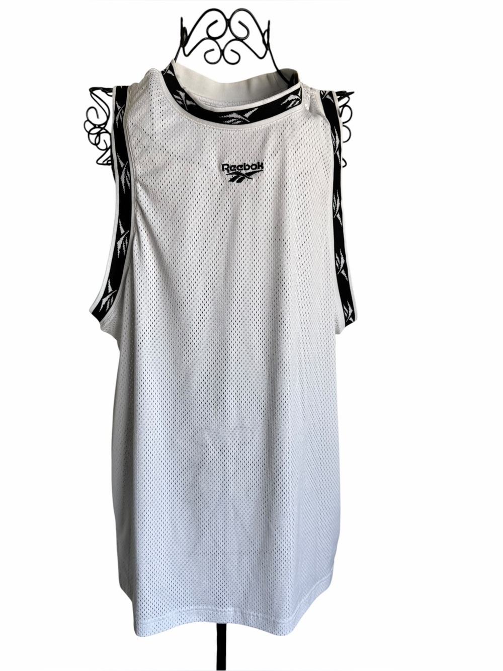 Reebok White Mesh Tank with Black Trim
